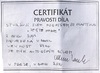xerokopie Zoubkova certifikátu ke komorní plastice Ještě Marie z roku 2003