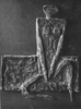 autorský odlitek reliéfu Žena s rukama v klíně (Koberec) z roku 1962